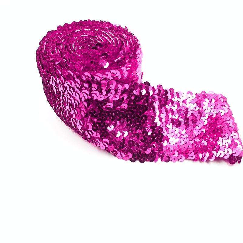 ZP000875 8 Rows Elastic Sequin Lace Webbing DIY Clothing Accessories, Length: 5m, Width: 7.5cm(Ro...