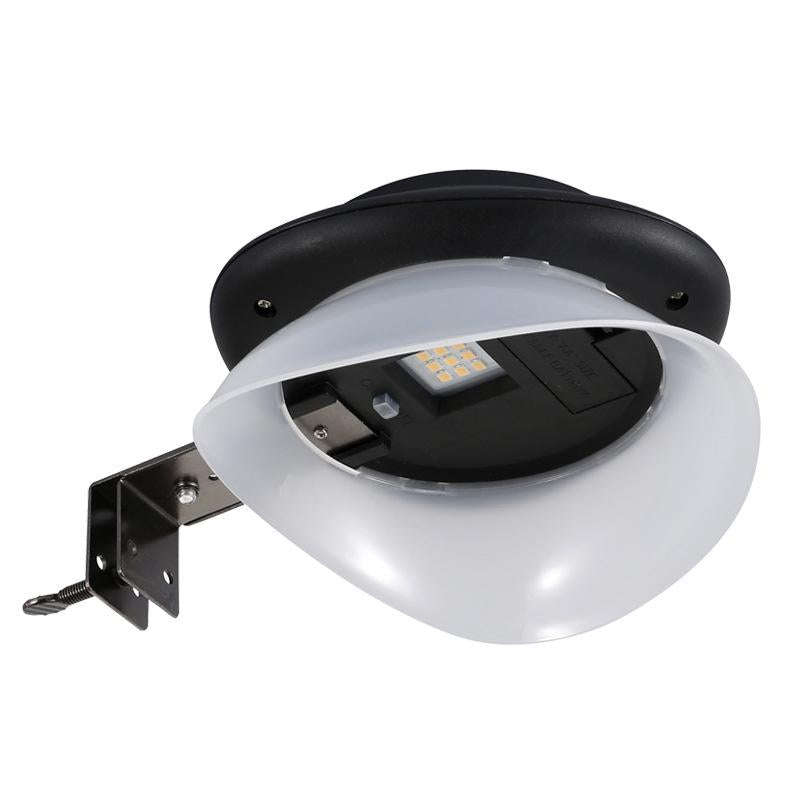 Punch-free Flying Saucer Solar Lamp Outdoor Garden Decoration Wall Lamp(Black Shell Warm Light)