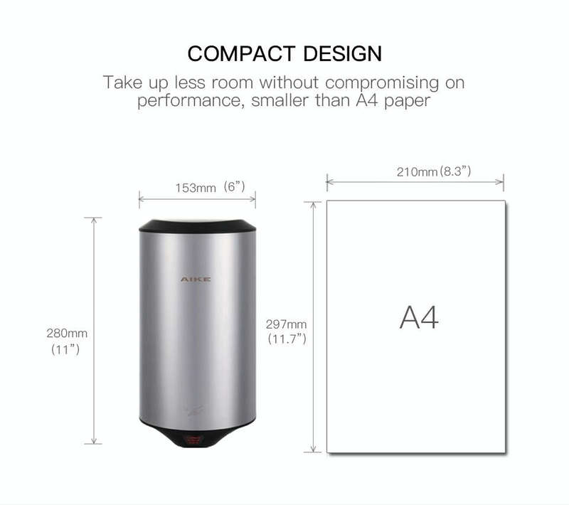 304 Stainless Steel Automatic SensorJet Hand Dryer High Speed Airflow for Home Hotel Airport Hand...