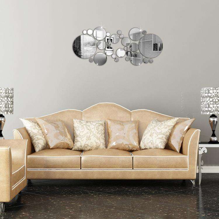 JM004 26PCS Bedroom Geometric Round Stereo Acrylic Mirror Wall Sticker(Silver)