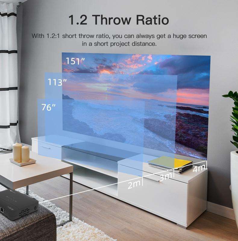WOWOTO H10S TIDLP DMD 0.45 inch 1280 x 800 4K 500ANSI RGB LED Smart Projector(US Plug)
