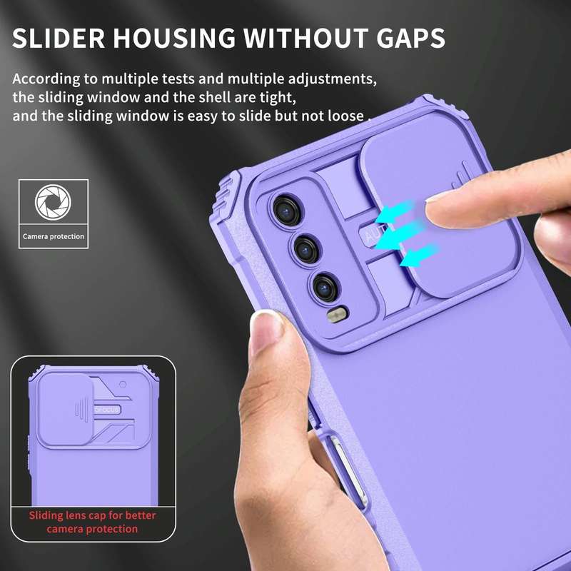 For vivo Y20 Stereoscopic Holder Sliding Camshield Phone Case(Purple)
