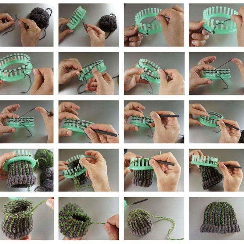 2 in 1 Circular Hand Knitting Machine Woolen Needle Hook Jacquard Weaver Sweater Hat Making Tool(...