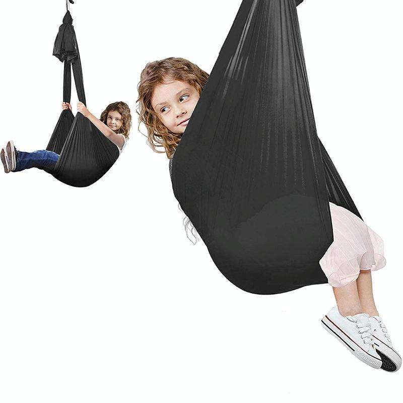 Kids Elastic Hammock Indoor Outdoor Swing, Size: 1x2.8m (Black)
