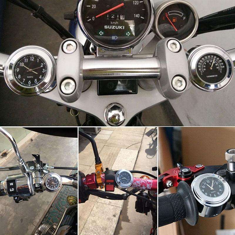 Aluminum Alloy Plating Motorcycle Handlebar Clock(Black Shell Black Background)