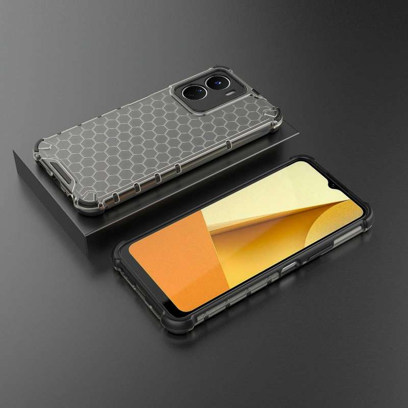 For vivo Y16 4G Global Honeycomb Phone Case(Black)