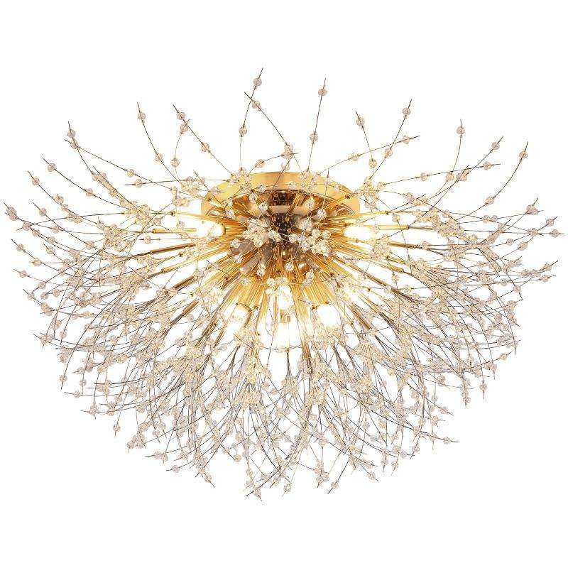 Bedroom Crystal Ceiling Lamp Creative Dandelion Living Room Lamp Dining Room Lamp, Style:Chrome (...