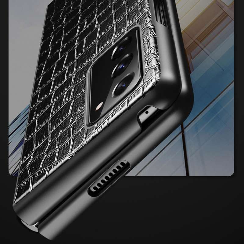 For Samsung Galaxy Z Fold2 5G Crocodile Texture Leather Folding Protective Case(Black)