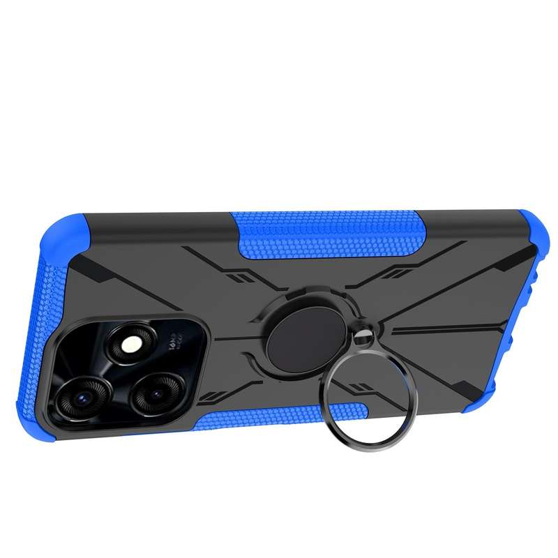 For Tecno Spark 10C Armor Bear Shockproof PC + TPU Phone Case with Ring(Blue)