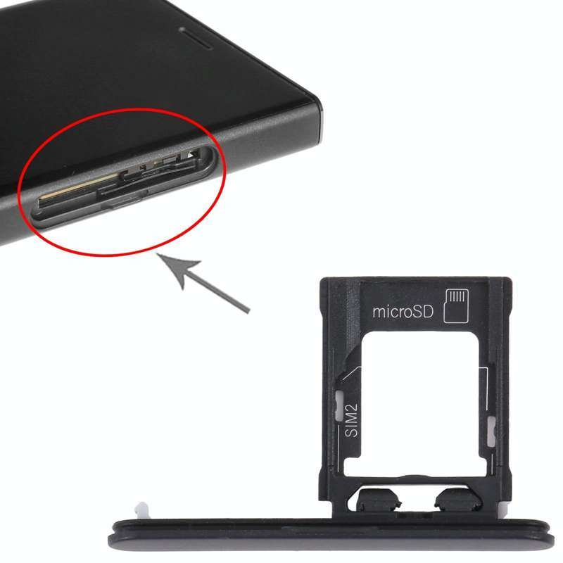 For Sony Xperia XZ1 Compact Original SIM Card Tray + Micro SD Card Tray (Black)