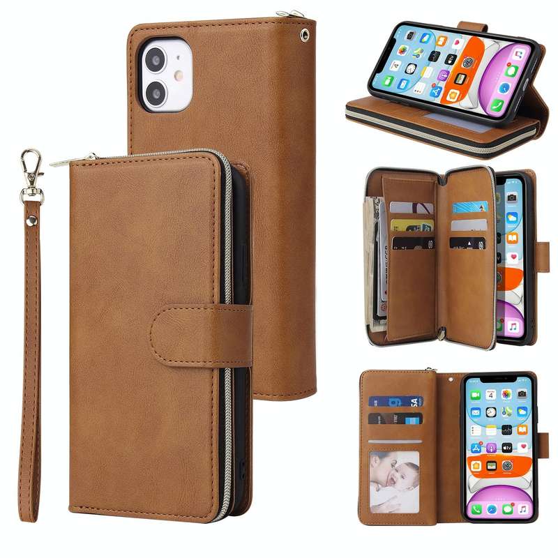 For iPhone 11 Pro Max Zipper Wallet Bag Horizontal Flip PU Leather Case with Holder & 9 Card Slot...