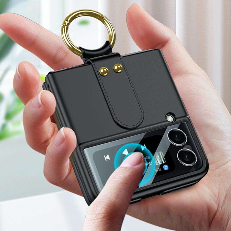 For Samsung Galaxy Z Flip3 5G GKK Ultra-thin PC Full Coverage Phone Flip Case with Ring Holder(Bl...