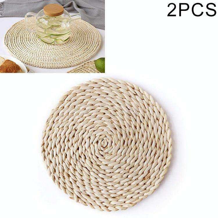 2 PCS Non-slip Natural Corn Woven Thickening Insulated Tea Mat Table Heat-resistant Casserole Mat...