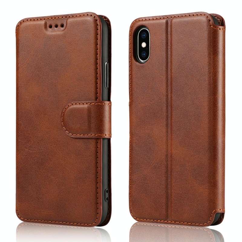 For iPhone X / XS Calf Texture Magnetic Buckle Horizontal Flip Leather Case with Holder & Card Sl...