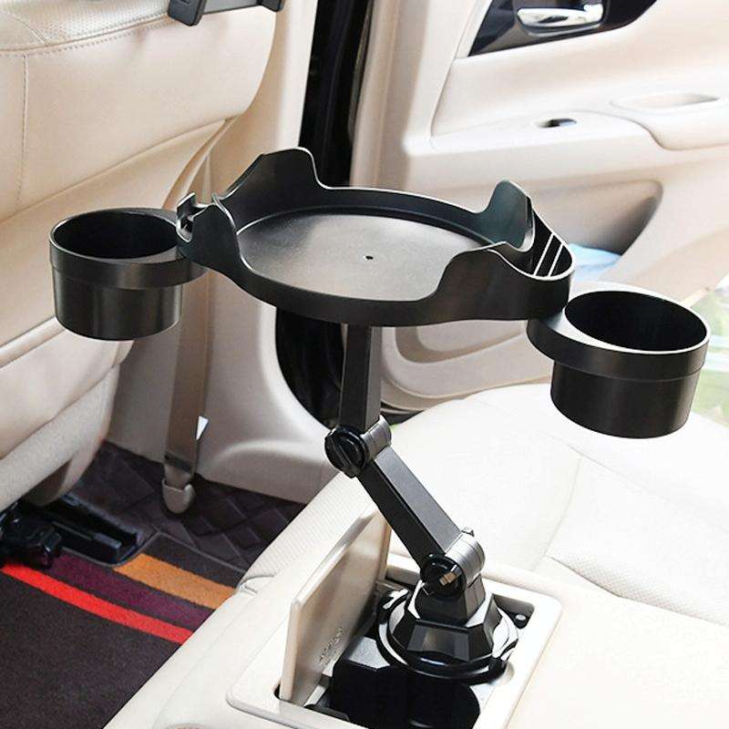 Car Water Cup Holder Dinner Plate Rack Rotatable Mobile Phone Holder(Black)