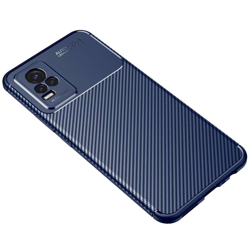 For vivo Y33S Carbon Fiber Texture Shockproof TPU Case(Blue)