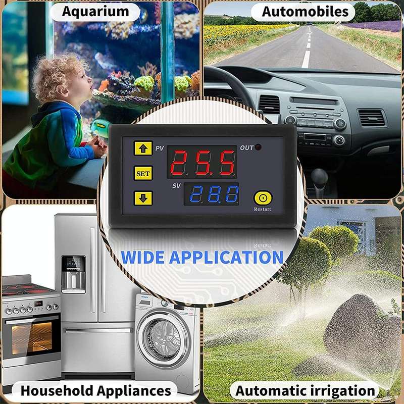 High-precision Microcomputer Intelligent Digital Display Switch Thermostat, Style:12V Power Suppl...