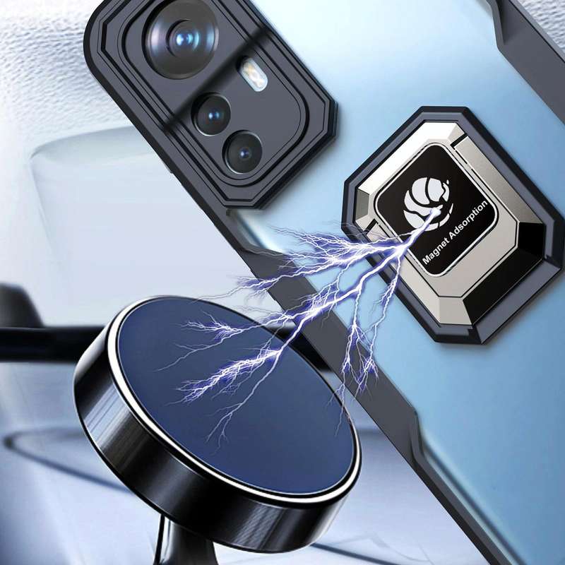 For Xiaomi 12 / 12X Armor Shockproof Magnetic Ring Phone Case(Black)