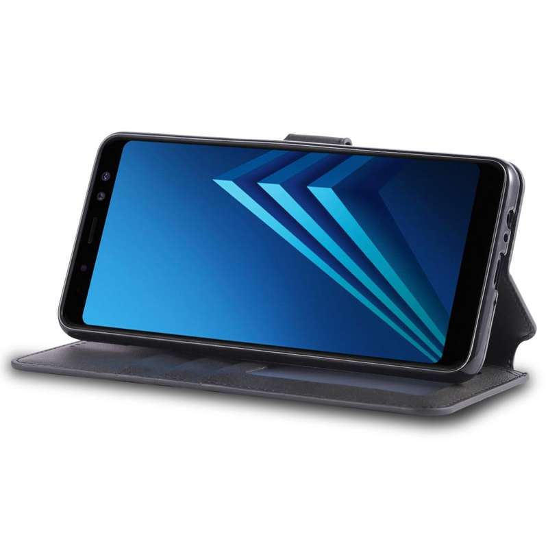 For Galaxy A8 2018 AZNS Calf Texture Magnetic Horizontal Flip PU Leather Case with Holder & Card ...