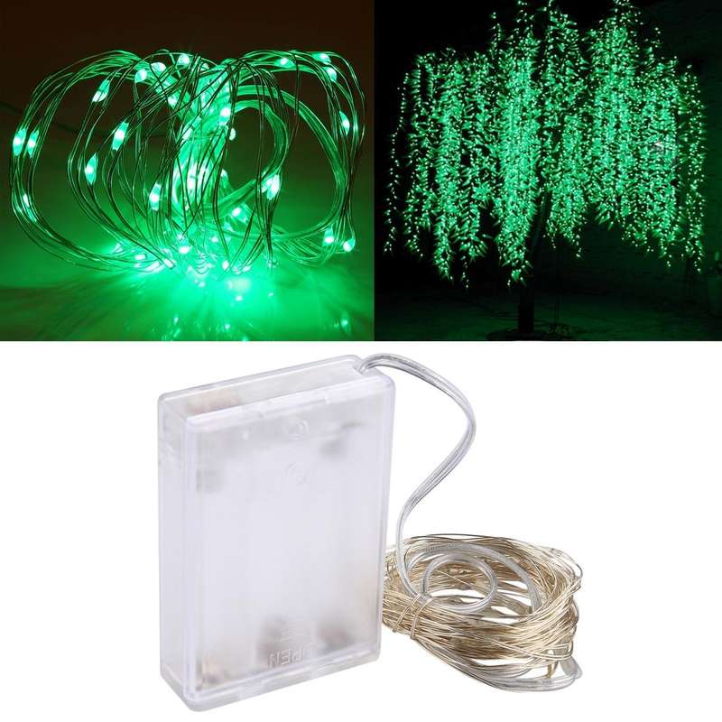 5m IP65 Waterproof Silver Blue Light Wire String Light, 50 LEDs SMD 0603 3x AA Batteries Box Fair...