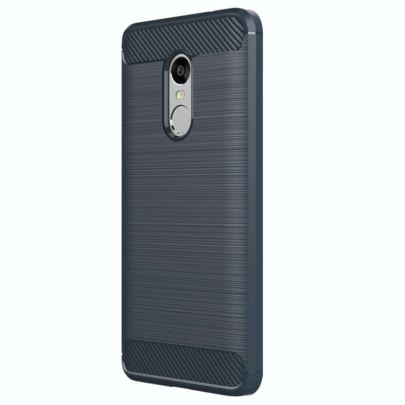 For Xiaomi Redmi Note 4X Brushed Carbon Fiber Texture Shockproof TPU Protective Case(Dark Blue)