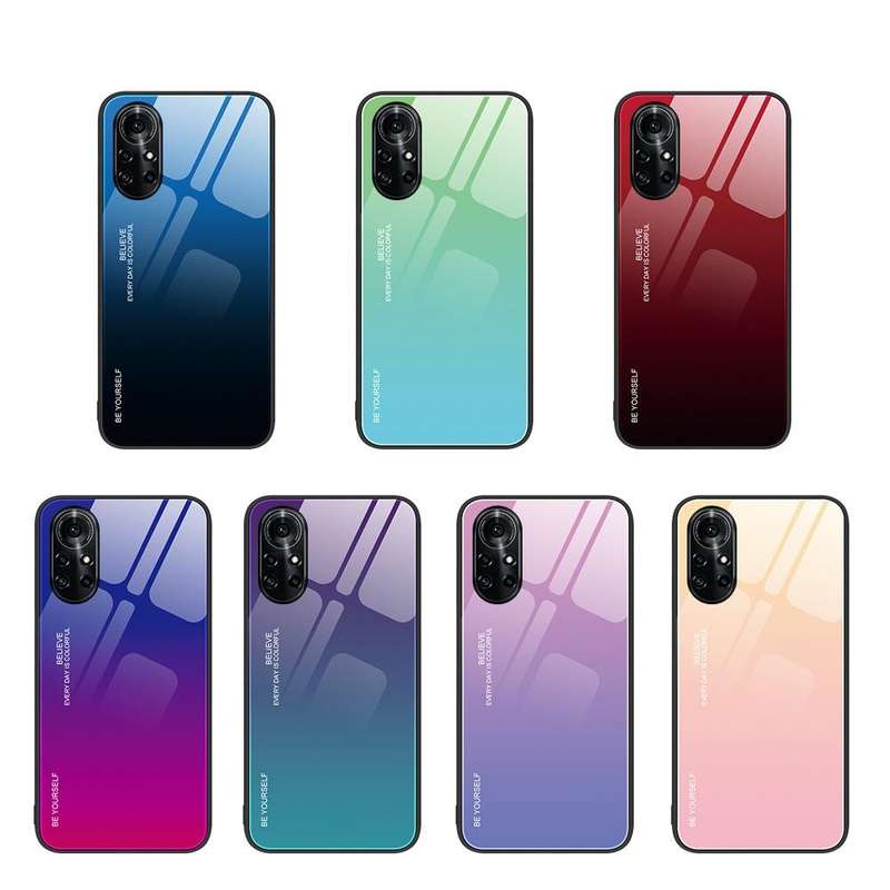 For Huawei nova 8 Pro 5G Gradient Color Glass Case(Pink Purple)
