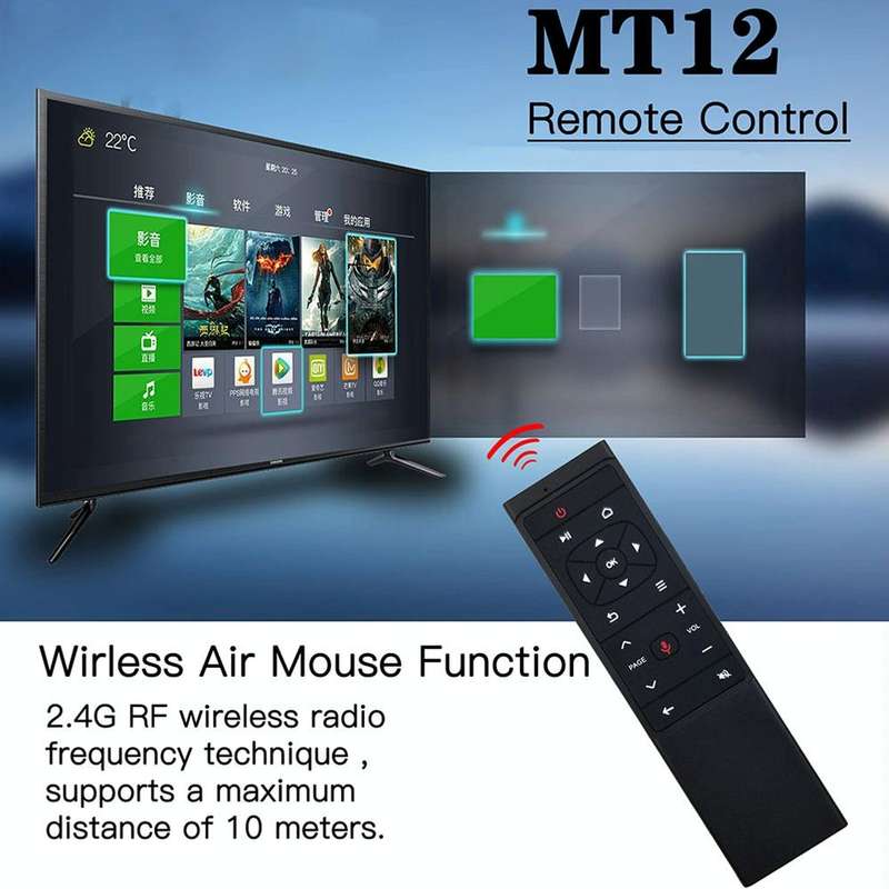 MT12 2.4G Air Mouse Remote Control with Fidelity Voice Input & IR Learning for PC & Android TV Bo...