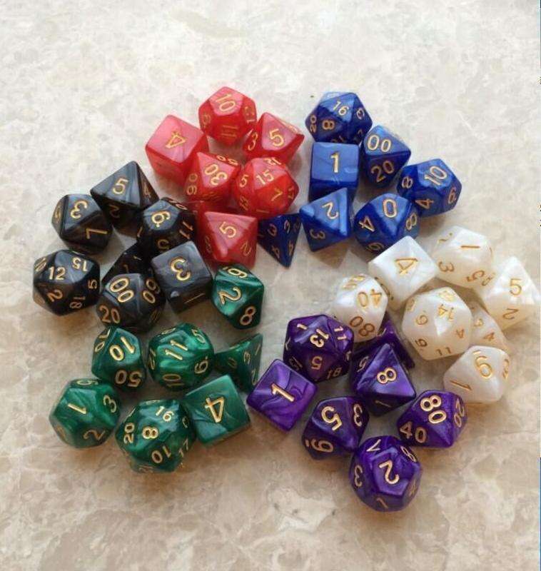 5 Set Creative RPG Game Dice Colorful Multicolor Dice Mixed DND Dice(Red)