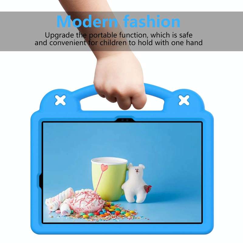 For Samsung Galaxy Tab S9 FE / X510N Handle Kickstand Children EVA Shockproof Tablet Case(Sky Blue)