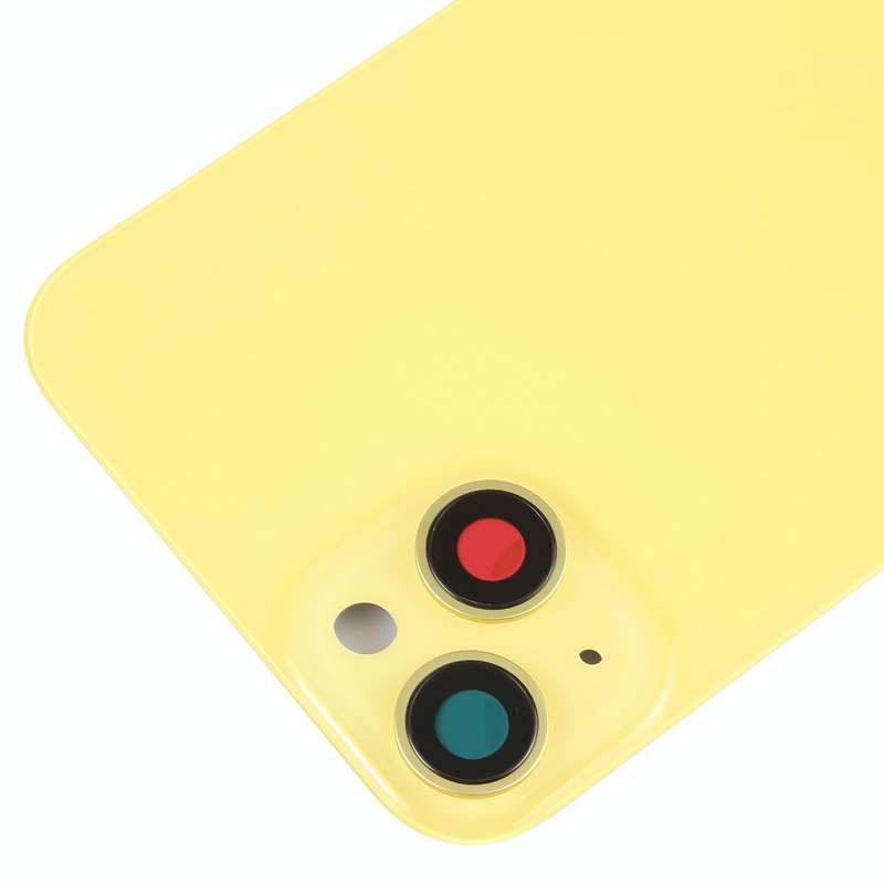Glass Battery Back Cover with Holder for iPhone 14 Plus(Yellow)