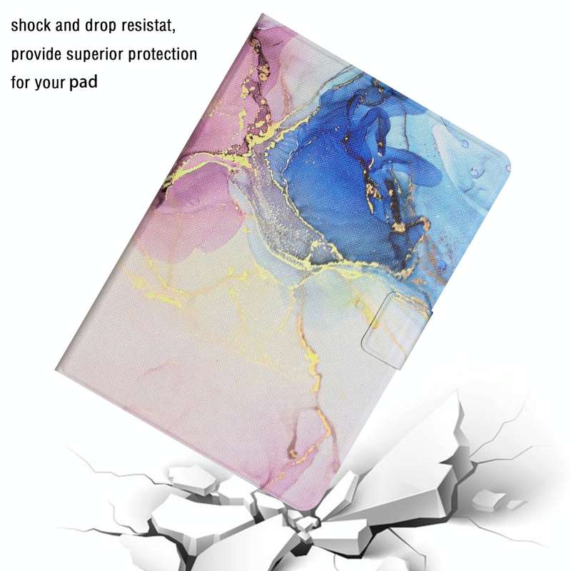 For Samsung Galaxy Tab S6 Lite P610 Marble Pattern Smart Leather Tablet Case(Pink Blue)