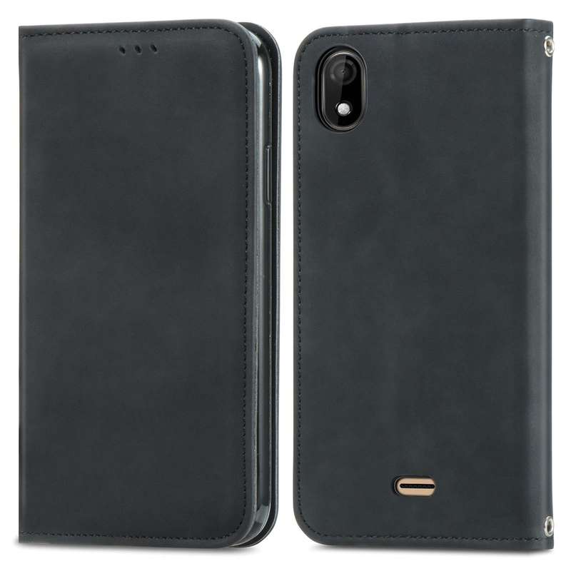 For Wiko Y61 Retro Skin Feel Business Magnetic Horizontal Flip Leather Case with Holder & Card Sl...