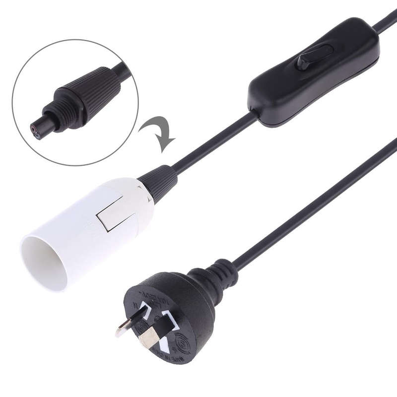 E14 Wire Cap Switch Lamp Holder Chandelier Power Socket with 1.2m Extension Cable, AU Plug(White)
