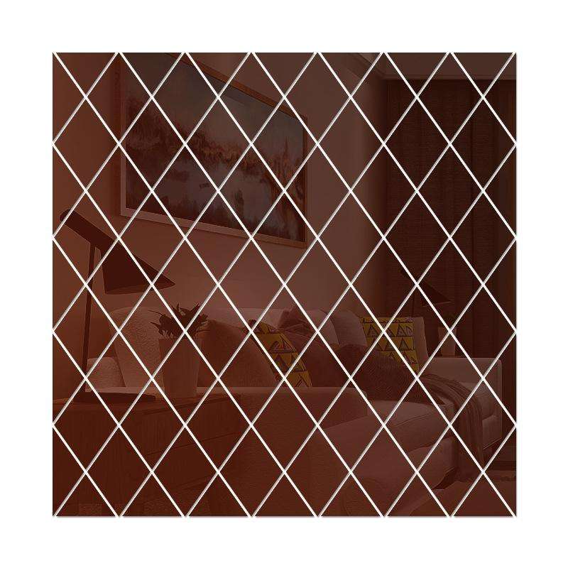 Rhombus Stitching Background Acrylic Mirror Decorative Stickers, Specification: Brown Small