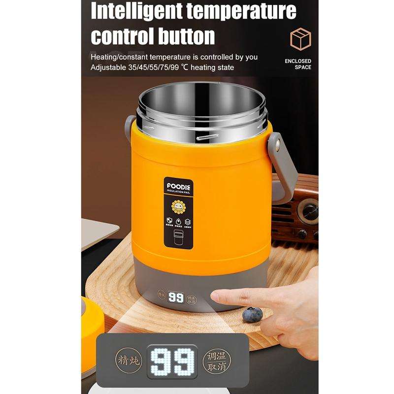 2.0L 304 Food Grade Insulated Lunch Box Electric Thermostat Lunch Bucket, CN Plug, Color: Tempera...