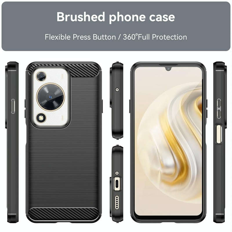 For Huawei nova Y72 Brushed Texture Carbon Fiber TPU Phone Case(Black)
