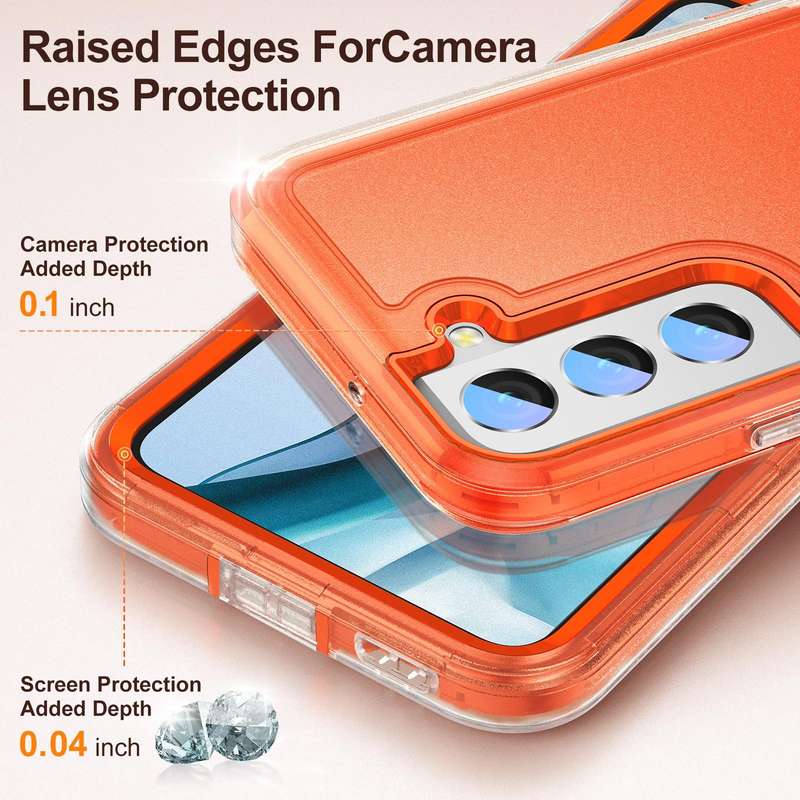 For Samsung Galaxy S23 5G 3 in 1 Rugged Holder Phone Case(Transparent)
