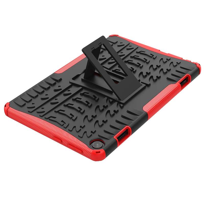 For Lenovo Tab M10 3rd Gen Tire Texture TPU + PC Tablet Case with Holder(Red)