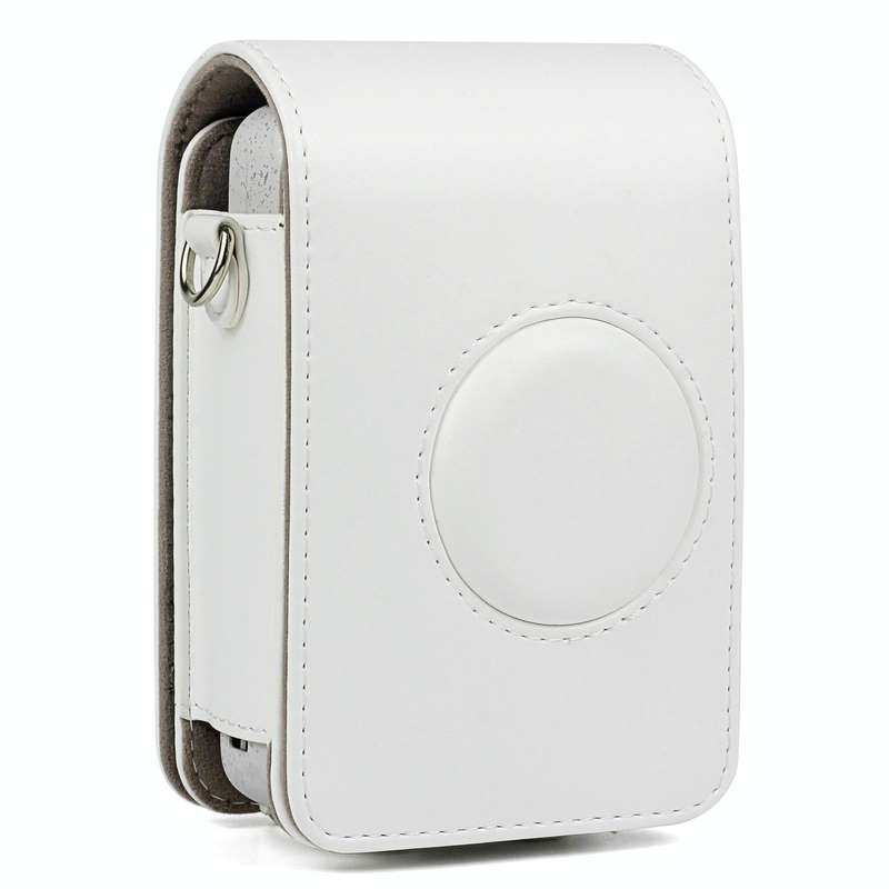 Full Body Camera Retro PU Leather Case Bag with Strap for FUJIFILM instax mini Liplay (White)