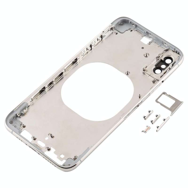 Transparent Back Cover with Camera Lens & SIM Card Tray & Side Keys for iPhone XS Max(White)