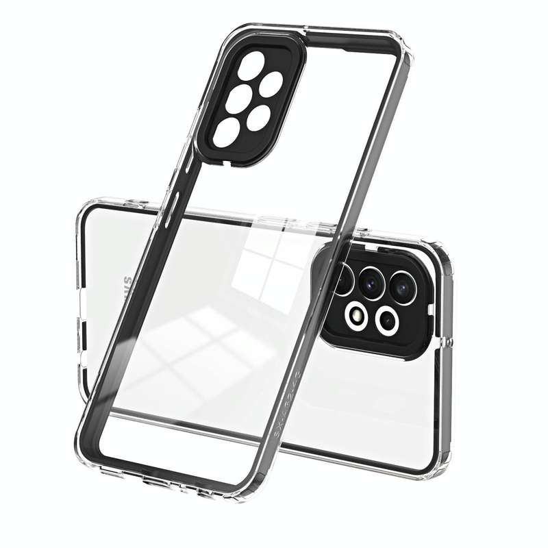 For Samsung Galaxy A52 5G / 4G 3 in 1 Clear TPU Color PC Frame Phone Case(Black)