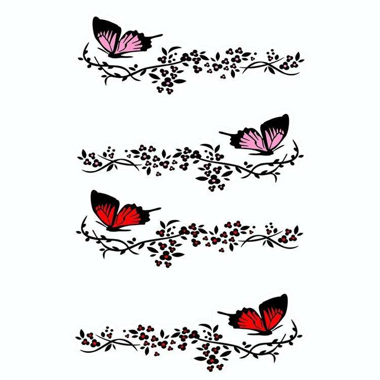 2 Pairs R729 Butterfly Flower Car Sticker Butterfly Love Flower Personality Engine Cover Body Dec...