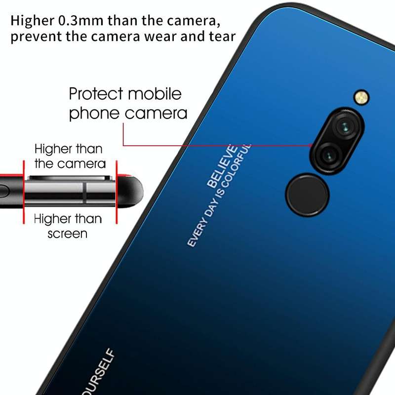For Xiaomi Redmi 8 Gradient Color Glass Case(Blue)