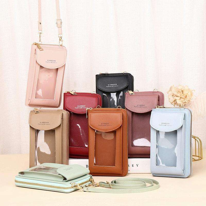 JLF012 Touch Screen Mobile Phone Bag Women Messenger Shoulder Bag(Brown)