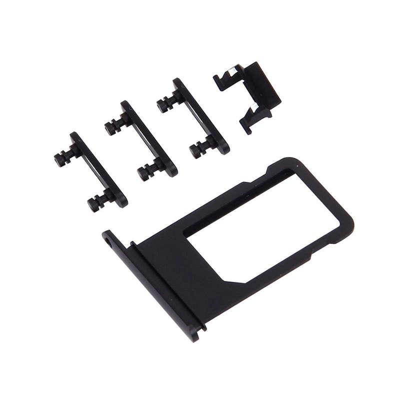 Card Tray + Volume Control Key + Power Button + Mute Switch Vibrator Key for iPhone 7 Plus(Black)