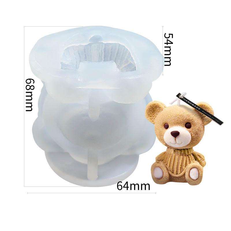 Cartoon Milk Tea Coffee Bear Ice Cube Silicone Mold Aromatherapy Candle Plaster Epoxy Mold, Speci...