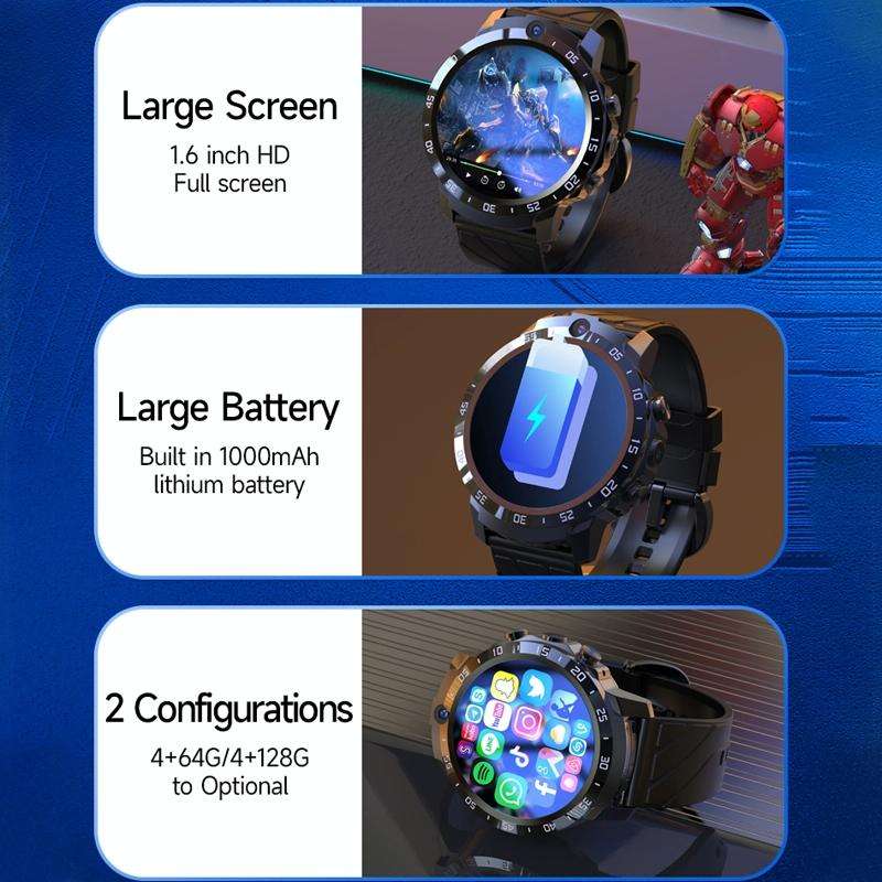 MT27 4G+64G 1.6 inch IP67 Waterproof 4G Android 8.1 Smart Watch Support Heart Rate / GPS, Type:St...