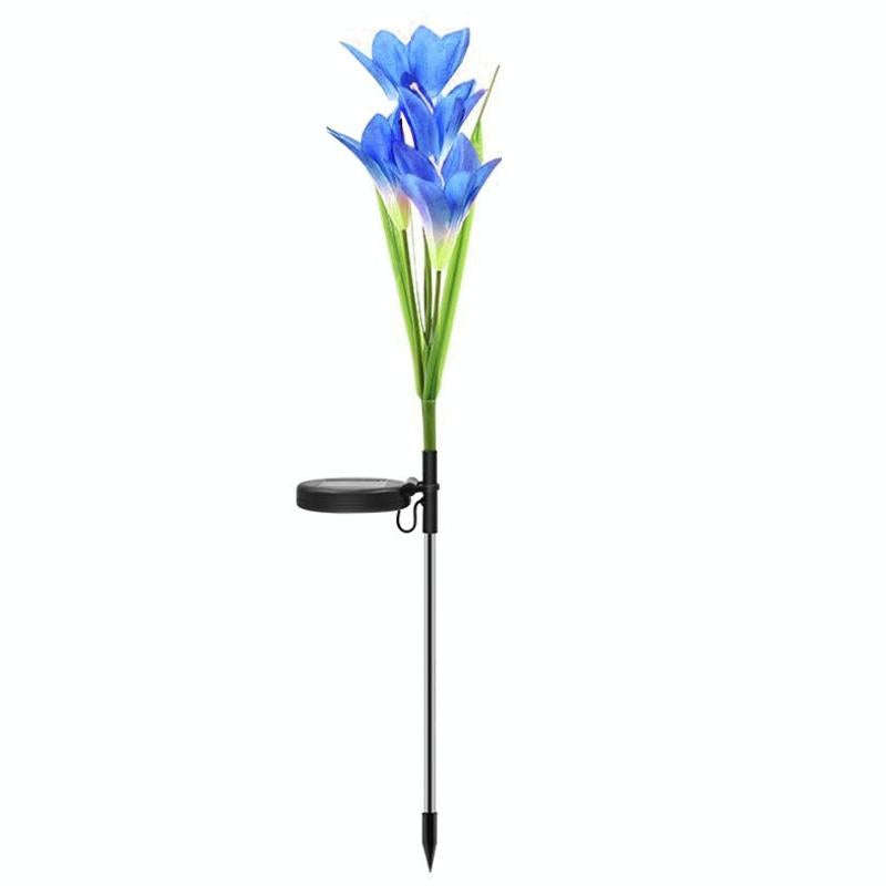 Simulated Lily Flower 4 Heads Solar Powered Outdoor IP55 Waterproof LED Decorative Lawn Lamp, Whi...