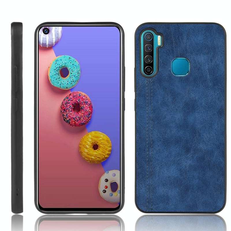 For Infinix S5 / S5 Lite/ X652 Shockproof Sewing Cow Pattern Skin PC + PU + TPU Case(Blue)