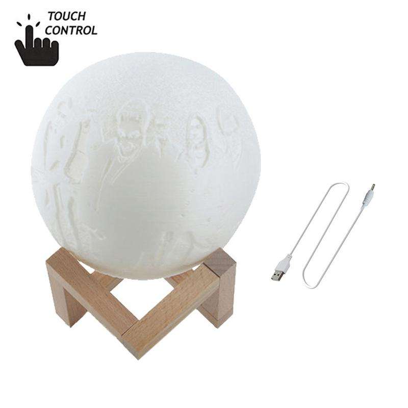 Customized Touch Switch 2-color 3D Print Moon Lamp USB Charging Energy-saving LED Night Light wit...
